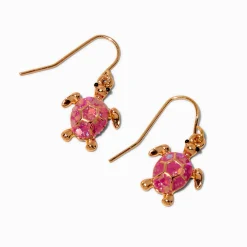Pink Turtle Drop Earrings