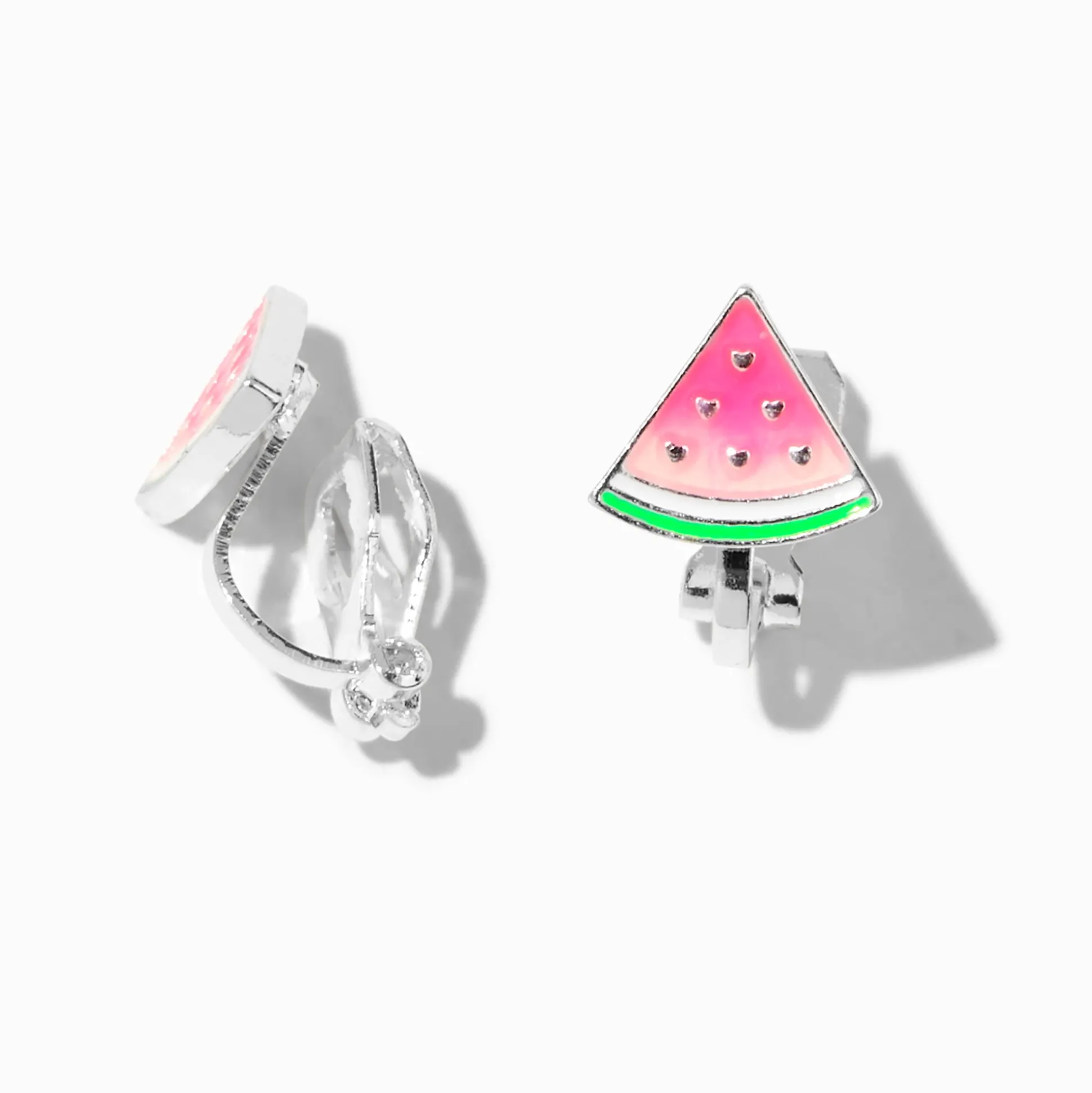 Pink UV Color-Changing Watermelon Clip-On Earrings