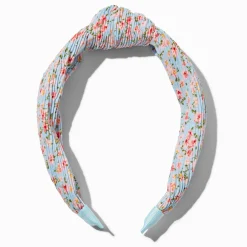 Pleated Blue Floral Knotted Headband