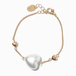Puffy Pearlized Heart Chain Bracelet