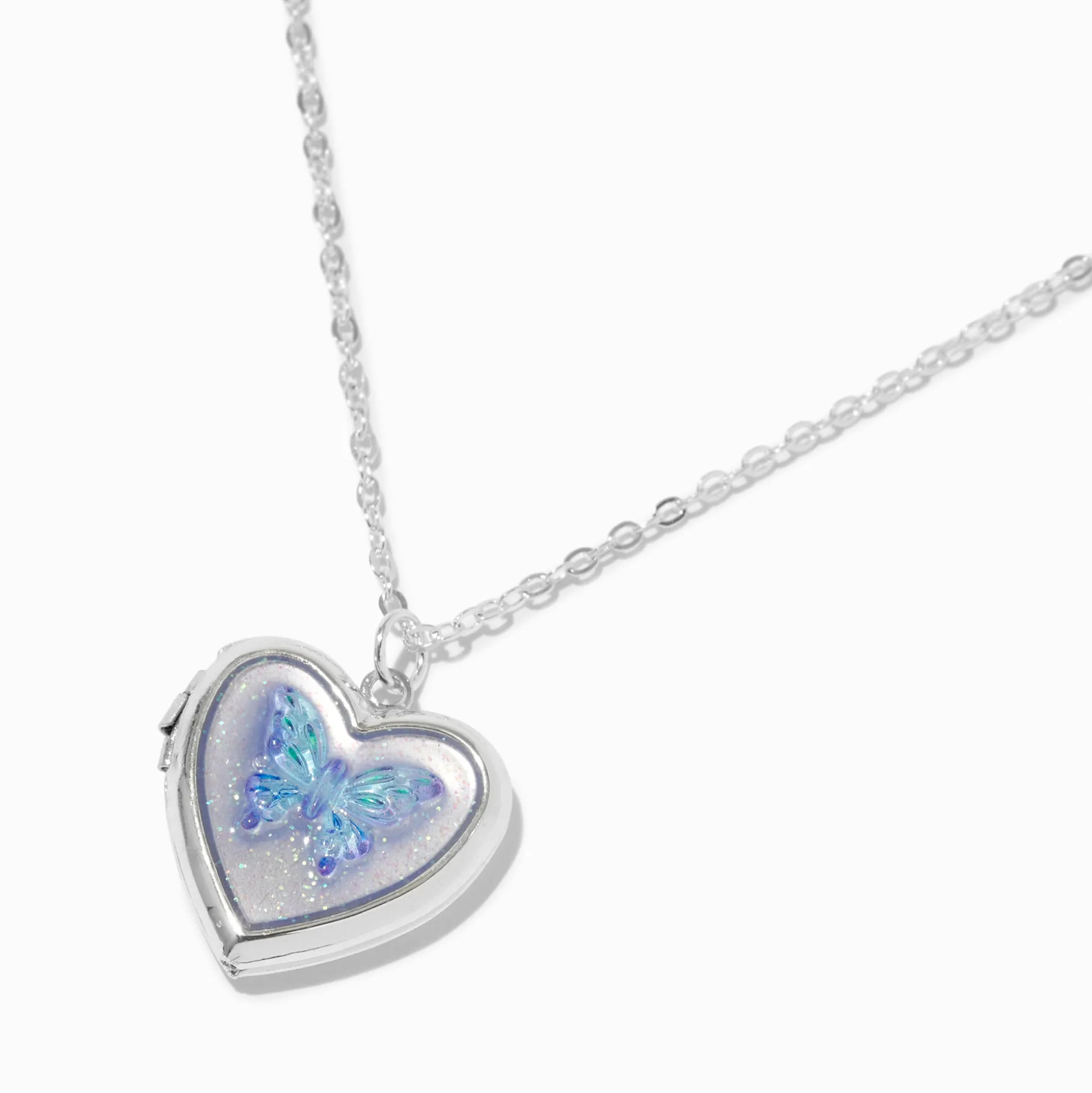 Purple Butterfly Locket Pendant Necklace