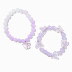 Purple Ombré Butterfly Stretch Bracelets - 2 Pack