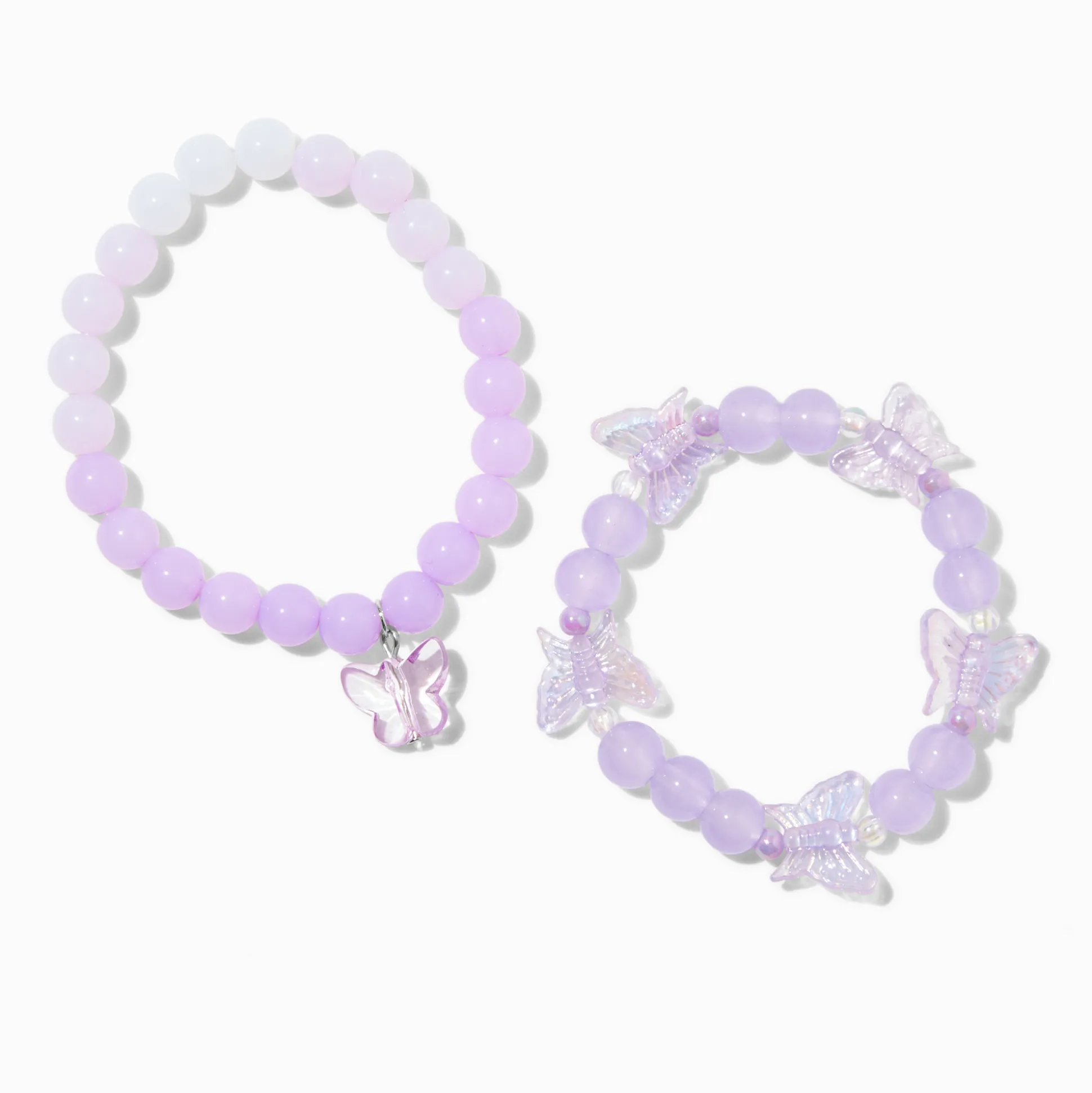 Purple Ombré Butterfly Stretch Bracelets - 2 Pack