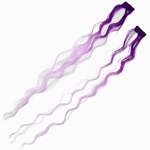 Purple Ombré Curly Faux Hair Clip In Extensions - 2 Pack