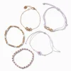 Purple "Love" & Flower Bracelet Set - 5 Pack