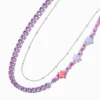 Purple Star Beaded Silver-tone Chain Multi-Strand Necklace