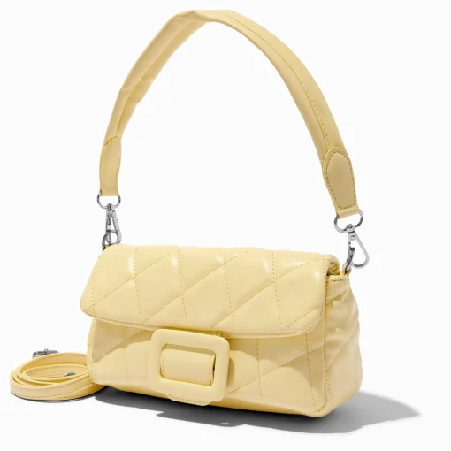 Quilted Yellow Puffy Shoulder Bag