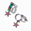 Rainbow Anodized Star Hoop Clip-On Drop Earrings