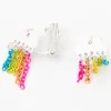 Rainbow Chain Cloud Clip-On Stud Earrings