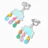 Rainbow Cloud 1" Clip-On Drop Earrings