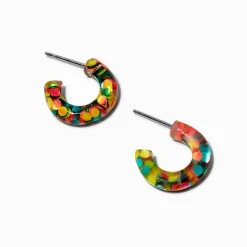 Rainbow Confetti Hoop Earrings
