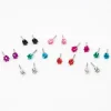 Rainbow Crystal 3mm Round Mixed Stud Earrings - 9 Pack