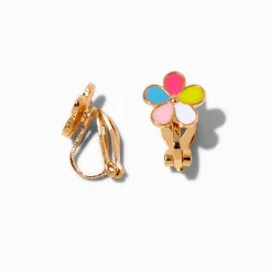 Rainbow Daisy Clip-On Stud Earrings