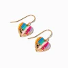 Rainbow Drippy Heart Drop Earrings