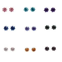 Rainbow Embellished Stud Earrings - 9 Pack