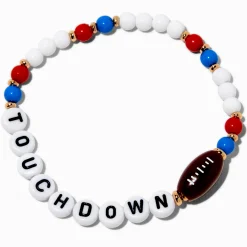 Red & Blue ''Touchdown'' Beaded Stretch Bracelet
