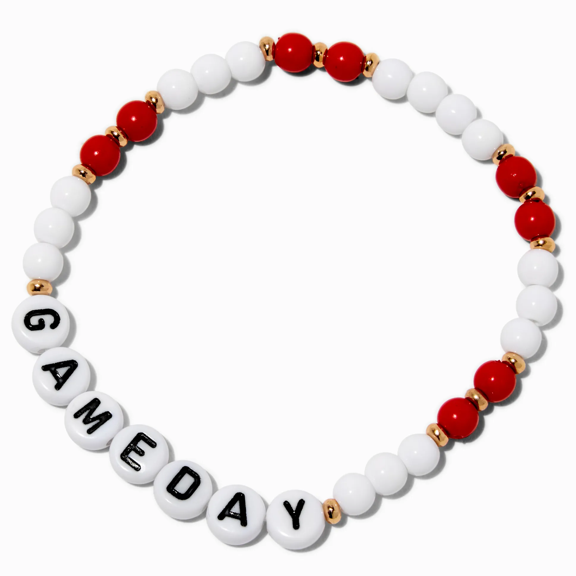 Red & White ''Gameday'' Beaded Stretch Bracelet