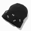 Rhinestone Bow Black Beanie Hat