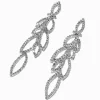 Rhinestone Leaves 3.5" Linear Drop Earrings