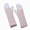 Rhinestone-Studded Pink Fishnet Arm Warmers