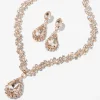 Rose Gold Crystal Teardrop V-Neck Jewelry Set - 2 Pack