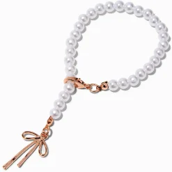 Rose Gold-tone Bow & Pearl Handle Charm