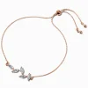Rose Gold-tone Cubic Zirconia Leaf Adjustable Bracelet
