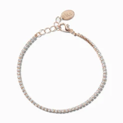 Rose Gold-tone Cubic Zirconia Tiny Tennis Bracelet