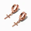 Rose Gold-tone 15mm Cross Hoop Earrings