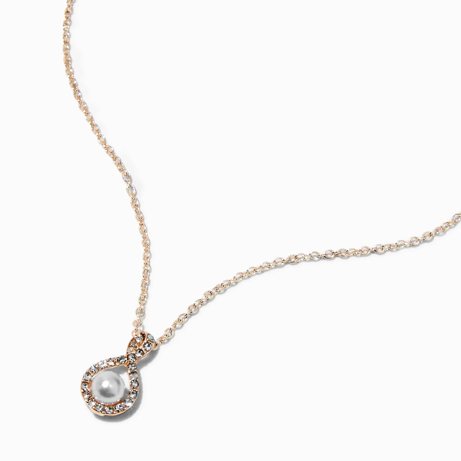 Rose Gold-tone Pearl Crystal Pendant Necklace