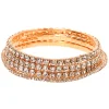 Rose Gold-tone Rhinestone Stretch Bracelets - 5 Pack