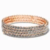Rose Gold-tone Rhinestone Bezel Coil Bracelet