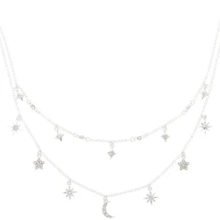 Silver Celestial Charm Multi-Strand Necklace