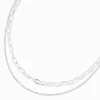 Silver Crystal & Paperclip Chain Multi-Strand Necklace
