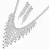 Silver Crystal Fringe Statement Necklace & Drop Earrings Set - 2 Pack