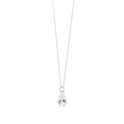 Silver Cubic Zirconia Pear Pendant Necklace