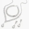 Silver Cubic Zirconia Teardrop Jewelry Set - 3 Pack