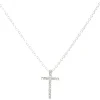 Silver Embellished Cross Pendant Necklace