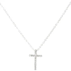 Silver Embellished Cross Pendant Necklace