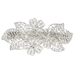 Silver Filigree Leaf Hair Barrette