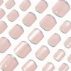 Silver Glitter Skinny French Tip Square Press On Vegan Faux Nail Set - 24 Pack