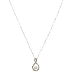 Silver Infinity Pearl Pendant Necklace