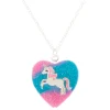 Silver Pastel Unicorn Heart Locket Pendant Necklace