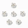 Silver Pearl & Rhinestone Cluster Hair Spinners - 6 Pack