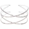 Silver Rhinestone Criss Cross Cuff Bracelet