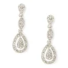 Silver Rhinestone 1" Teardrop Drop Earrings