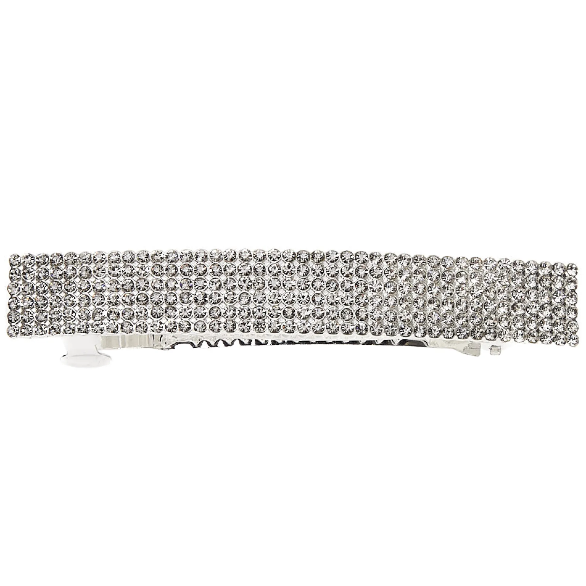Silver Rhinestone Rectangle Hair Barrette