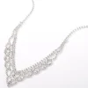 Silver Rhinestone Scalloped Chevron Statement Necklace