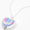 Silver Tie Dye Heart Locket Pendant Necklace