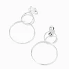 Silver Wire Circles 2'' Clip-On Drop Earrings